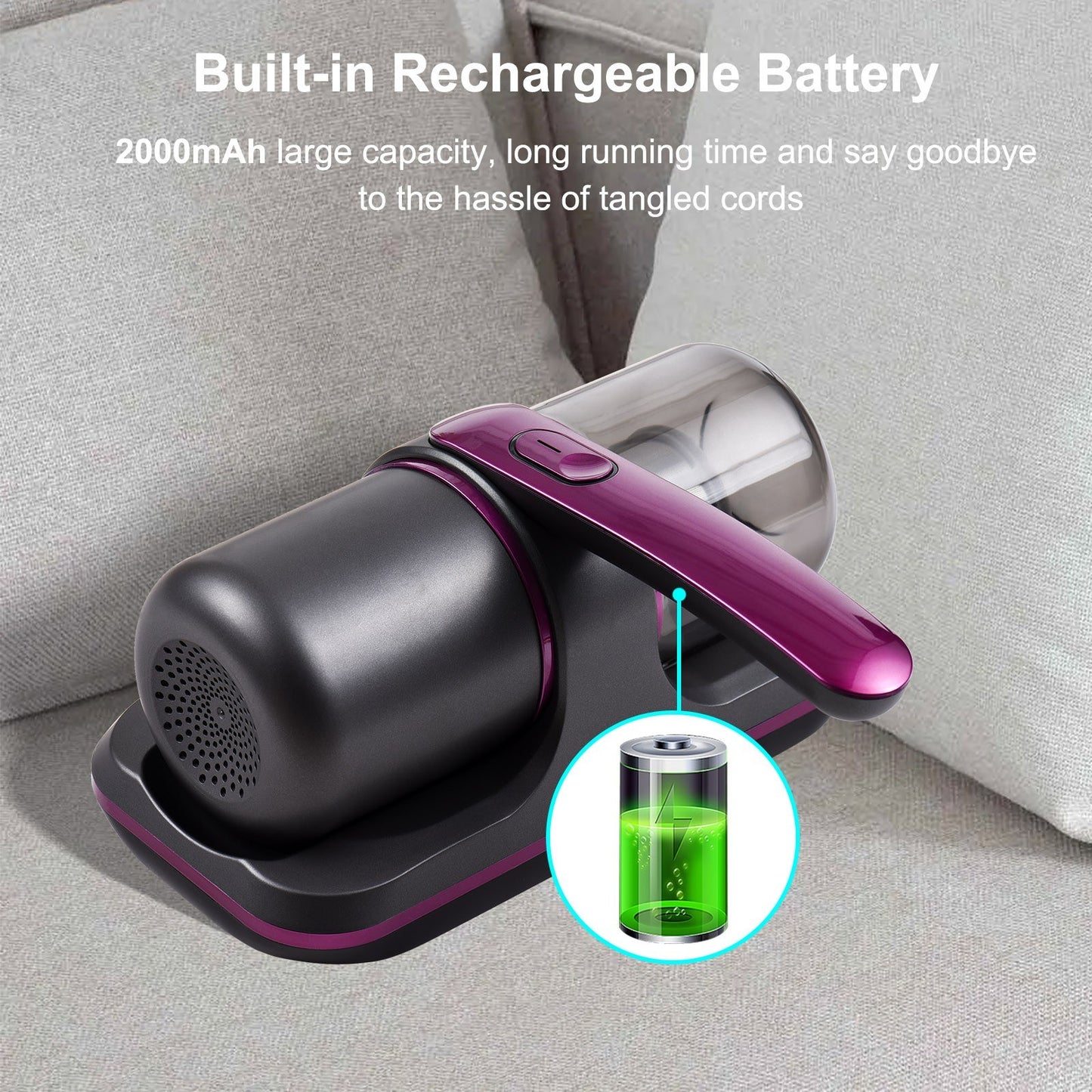 Cordless anti-mite vacuum cleaner