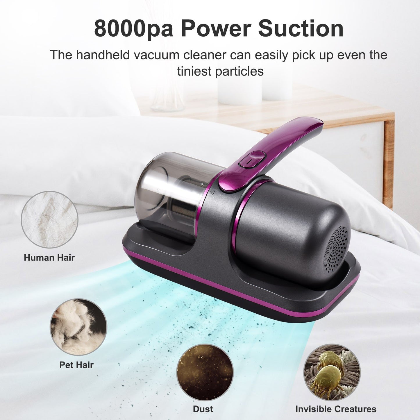 Cordless anti-mite vacuum cleaner